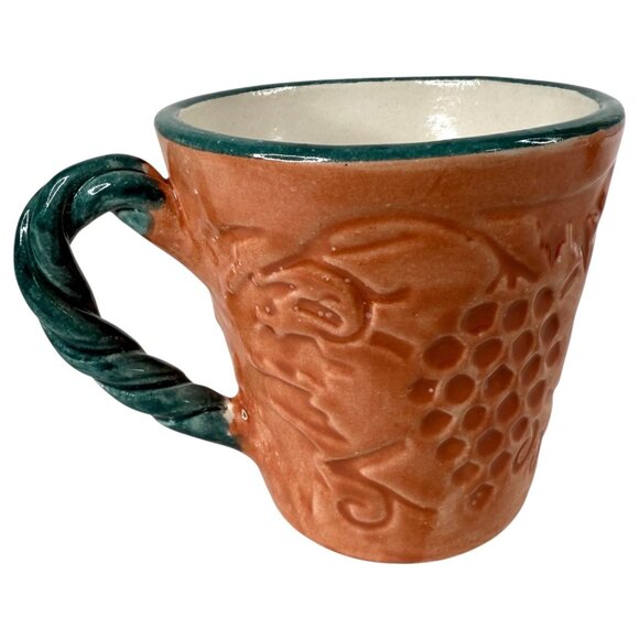 2 Fioriware Jardinware Grape Garland Embossed Leaf Coffee Mugs Twisted Handles - Picture 7 of 12